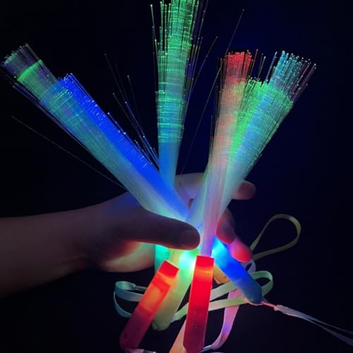 LED Leuchtstab Glasfaser,LED Leuchtwedel,Leuchtstäbe Bunte,Bunt blinkende LED Leuchtstäbe,Leuchtstäbe Glasfaser,Leuchtstab Kinder,3 Modi Blinkende,Leuchtwedel für Weihnachten,Konzert,Party,Hochzeit