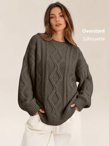 Image of Trendy Queen Women's Oversized Cable Knit Sweaters 2026 Fall Outfits | Quiet Luxury Style, Chunky Knit Texture, Winter Holiday Outfit, Easy Layering Piece, Fall Fashion Staple