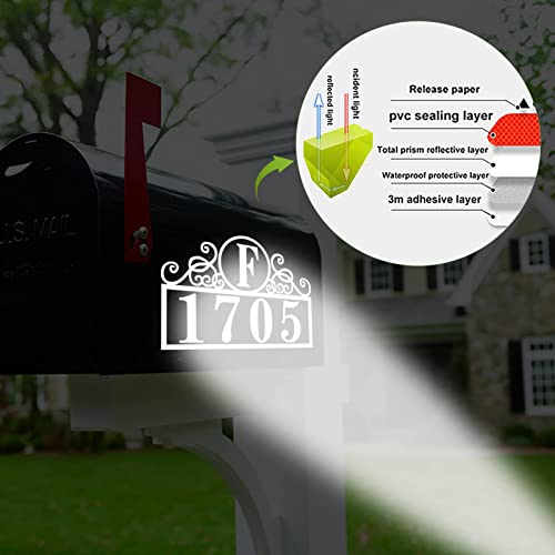 Mailbox Numbers Reflective Stickers, Dadop 66 Pieces With Custom Initial Letter Address Number Mailboxes Signs Kit，Waterproof Vinyl Die Cut Decal Country Vine Style Plaque Self Adhesive Sticker (Country Vine White, 2 Inches) #TOP3