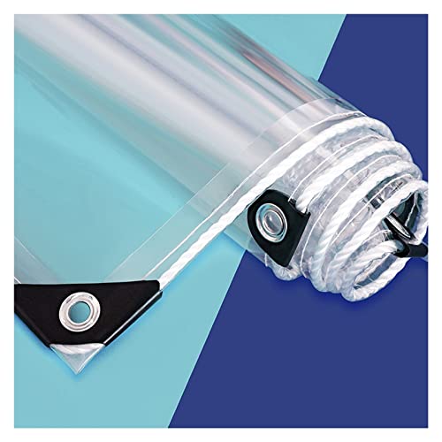QHLTY Bâche Transparente à œillets, Bâche de Couverture imperméable en PVC avec des Œillets Résistant Aux Déchirures pour Le Camping, Greenhouse des Plantes, Voitures Pavillon(5x8ft/1.5x2.5m)