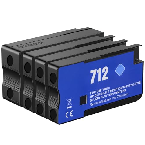 712XL 712 Ink Cartridges Replacement for HP 712 Ink Cartridges for DesignJet T210 T230 T250 T630 T650 Studio Plotter Printers, Remanufactured High Yield 712 712XL Ink Cartridges with Chip -  UHCEMT