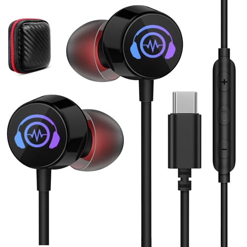 Kopfhörer USB C Anschluss für Samsung Galaxy A54 A34 A53 A33 A55 A35 S24 5G, In Ear Kopfhörer mit Mikrofon mit Licht,Typ C Kopfhörer USB C Headset für iPhone 15 Pro Max Mi 13T 14 Pixel 8 7a Oneplus 11