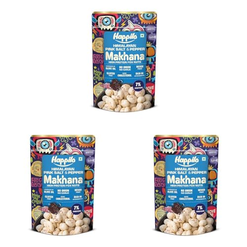 Image of Happilo Premium Super Snack Makhana Himalayan Salt & Pepper 55g | Roasted Foxnuts, Phool Makhana, Lotus Seeds | Healthy Snacks | Low Calorie, Vegan & Crunchy (Pack of 3)