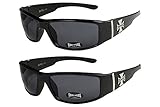 2er Pack Choppers 6608 X0 Sonnenbrillen Unisex Herren Damen Männer Frauen Brille - 1x Modell 01 (schwarz glänzend / schwarz getönt) und 1x Modell 05 (schwarz matt / schwarz getönt) - Modell 01 + 05 -