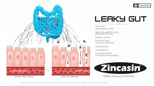Image of Zincasin-G Zinc Carnosine with L Glutamine 1100mg Supplement, 60 Capsules