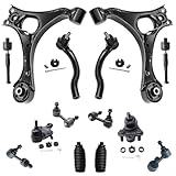 Detroit Axle - 14pc Front Lower Control Arms w/Ball Joints, Front Rear Sway Bars, Inner Outer Tie Rods w/Boots for 2006 2007 2008 2009 2010 2011 Honda Civic Non-Si