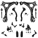 Detroit Axle - 14pc Front Lower Control Arms w/Ball Joints, Front Rear Sway Bars, Inner Outer Tie Rods w/Boots for 2006 2007 2008 2009 2010 2011 Honda Civic Non-Si
