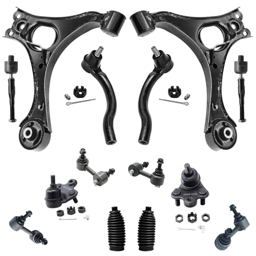 Image of Detroit Axle - 1.8L Front End 14pc Suspension Kit for 06-11 Honda Civic 2006 2007 2008 2009 2010 2011, 2 Lower Control Arms 2 Ball Joints 4 Front & Rear Sway Bars 4 Tie Rods 2 Boots Replacement