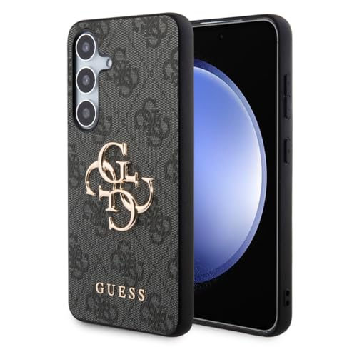 Coque pour S24 GUESS Coque Rigide 4G Luxe Grand Logo Métal Noir