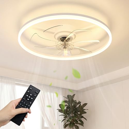 Image of NIORSUN Ceiling Fan with Light,60cm White, Ceiling Fan Light with Remote