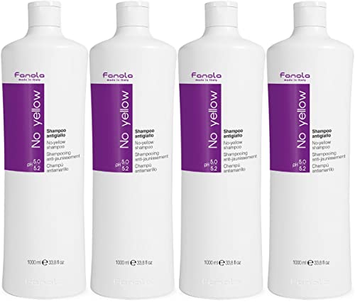 Fanola Toning Shampoo Bulk Sets (No Yellow 1000 ml, 4 Pack)