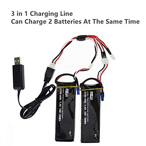 7.4V 2700Mah Li-Po Battery For Hubsan H501S H501A H501C Rc Drone H501S-14 Battery H501S Battery 2 Pack With Usb Charging Cable #TOP4