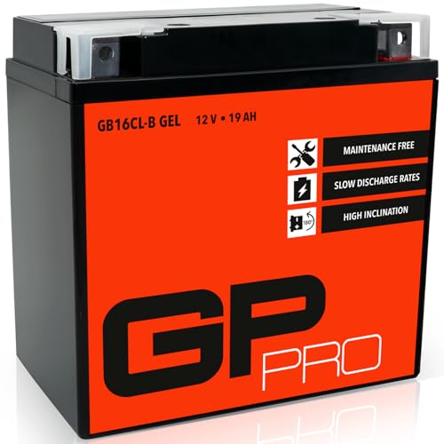 GP-PRO GB16CL-B 12V 19Ah GEL Batería de arranque (compatible con YB16CL-B / CB16CL-B) (Sin necesidad de mantenimiento/Sellado) Moto Acumulador
