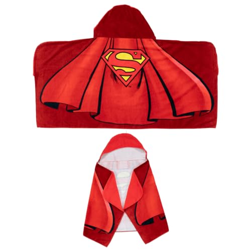 Franco Superman DC Comics Cape Kids Super Soft Bath/Pool/Beach Soft Cotton Terry Hooded Towel Wrap, 24 in x 50 in, (Officially Licensed Product)