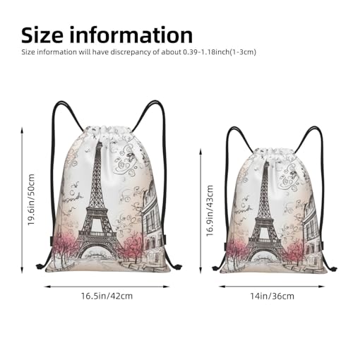 French Paris Tour Eiffel Tower Drawstring Backpack for Men Gym Bag String Bag Waterproof Drawstring Bag for Women Swim Bag Medium4