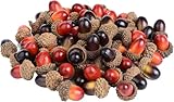Sumind 70 Pieces Craft Acorns Artificial Acorn Decor Fake Fruit Props Acorns Decoration for DIY Home Party Festival, 2 Colors