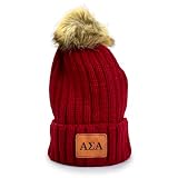 Alpha Sigma Alpha Pom Pom Beanie Hat Red