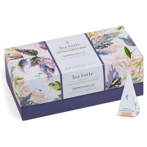 Tea Forte Demoiselle Premium Tee-Präsentationsbox, Tee-Proben-Geschenk-Set, 20 Stück, 2 von jeder Sorte, einzeln verpackt, handgefertigt, Pyramiden-Ei