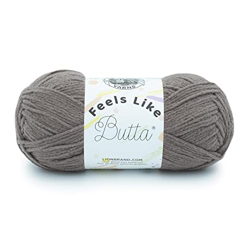 Image of Lion Brand Yarn, Feel Like Butta Velvety Soft Yarn for Knitting, Crochet, and Crafts, Cocoa, 1 Pack, Chenille Like Fiber for Plush Baby Blankets, Amigurumi Toys, and Worsted Weight Sweaters
