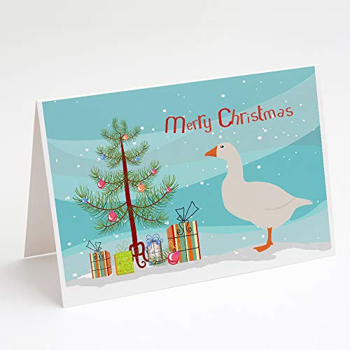 Caroline's Treasures BB9267GCA7P Shire Horse Christmas Greeting Cards and Envelopes Pack of 8, Teal Blank Cards with Envelopes Whimsical A7 Size 5x7 Blank Note Cards