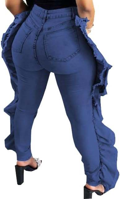 SperLucky Plus Size Jeans for Women Blue High Waisted Distressed Casual Jeans - Image 2