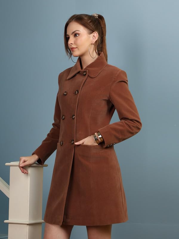 Image of PLAGG Women's Notched Lapel Long Overcoat