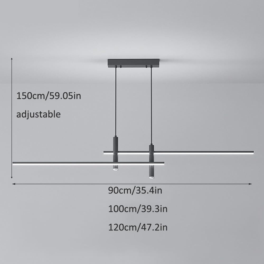 Lustre Linéaire Moderne À Led, Suspension Longue En Aluminoir, Couleur Or Chaud, Idéale Pour Îlot de Cuisine, Salon Ou Chambre (120 Cm / 47,2 Pouces)./D Warm/100 Cm / 39,3 Pouces