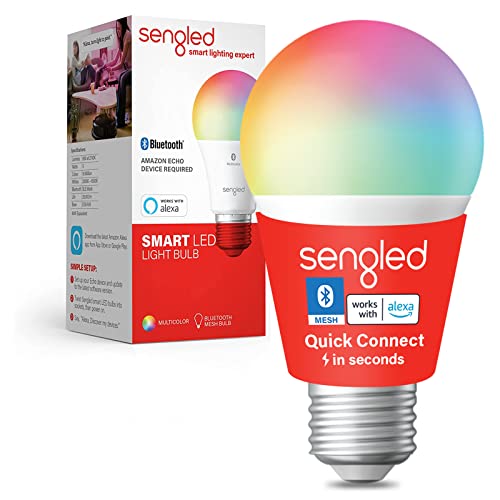 Sengled Smart Light Bulbs, Color Changing Alexa Light Bulb Bluetooth Mesh, Smart Bulbs That Work with Alexa Only, Dimmable LED Bulb A19 E26 Multicolor, High CRI, High Brightness, 8.7W 800LM, 1Pack Sengled Smart Light Bulbs, Color Changing Alexa Light Bulb Bluetooth Mesh, Smart Bulbs That Work with Alexa Only, Dimmable LED Bulb A19 E26 Multicolor, High CRI, High Brightness, 8.7W 800LM, 1Pack