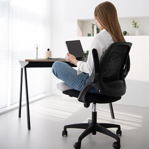 NEO CHAIR オフィスチェア デスクチェア メッシュ 丸みが可愛いペンギンチェア 省スペース 跳ね上げ式アームレスト おしゃれカラー お子様から大人まで使える NEC ブラック の商品画像 6