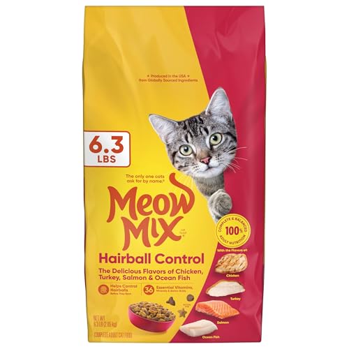 Meow Mix Hairball Control Dry Cat Food for Adult Cat, 6.3 lb. Bag