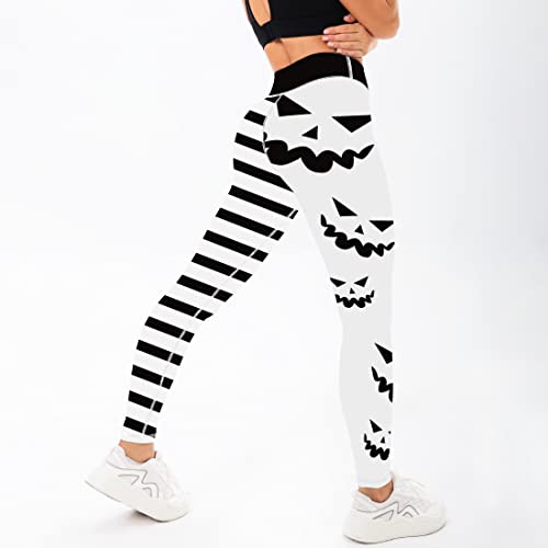 Soft High Waist Halloween Pumpkin Head Stripes Print Legging Slim Yoga Nude Feeling Long Pants For Sportwear Fitness Running Dancel #TOP3