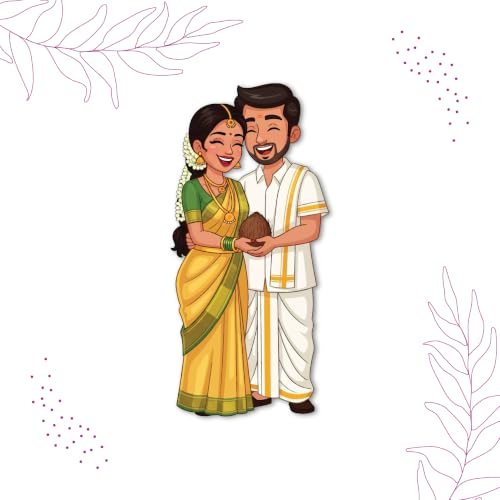 Image of Bhai Please South Indian Couple Theme Wooden Fridge Magnet - Couple Gift