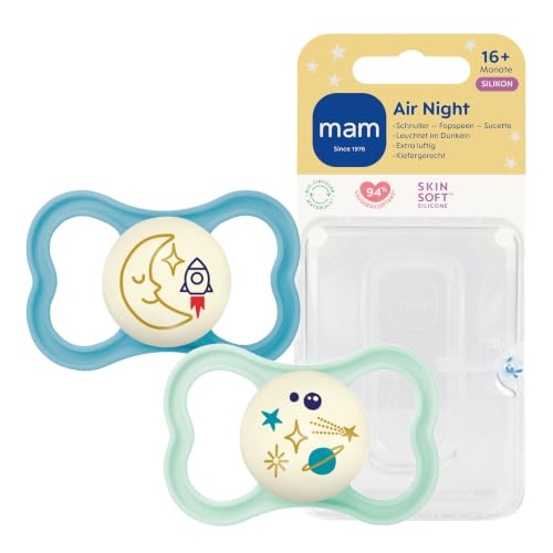 MAM Air Night Schnuller, 16+ Monate, Mond/Universum, 2 Stück – Ansicht 1