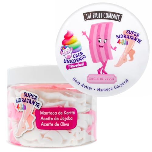 The Fruit Company Manteca Corporal Chicle de Fresa 300ml Crema Corporal Super Hidratante Formula Vegana