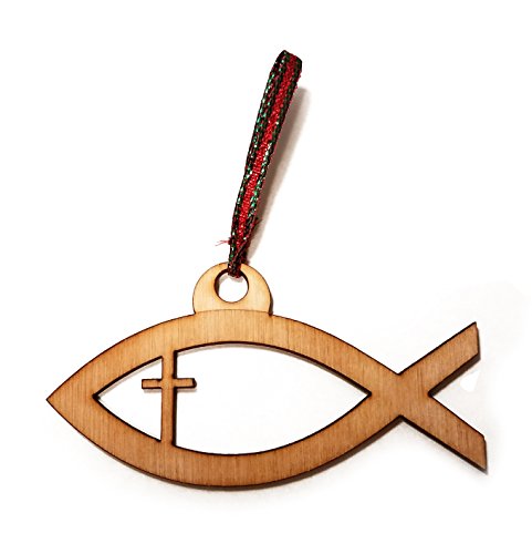 Christian Jesus Fish Laser Engraved Wooden Christmas Tree Ornament Gift Seasonal Decoration #TOP27