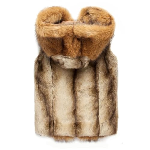Mens Luxury Faux Fur Hoodie Coats Sleeveless Fur Jacket Vest With Hood Warm Fleece Vest Open Front Cardigan4