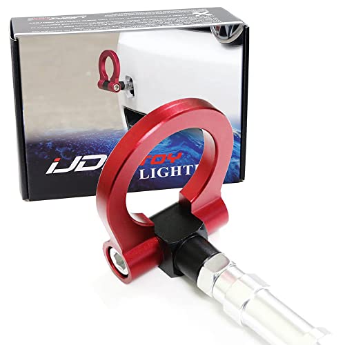 iJDMTOY Red Track Racing Style Tow Hook Ring Compatible With Volkswagen: 2015-2020 MK7 GTi Golf, Made of Light Weight CNC Aluminum