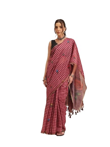 Image of Amazon Brand - Anarva Women's Kalamkari Saree With Blouse Piece
