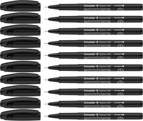 Schneider Topliner 967 Fineliner Noir 0,4 mm Lot de 10