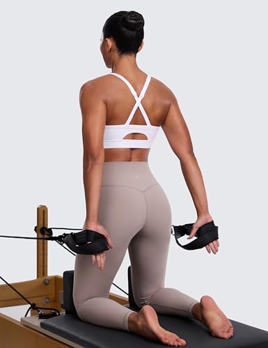 Image of CRZ YOGA Butterlift Cross Back Sports Bras | Medium Support, Removable Pads, Yoga, Buttery Soft, Scoop Neck, Cut-Out, Adjustable Thin Straps, for Women