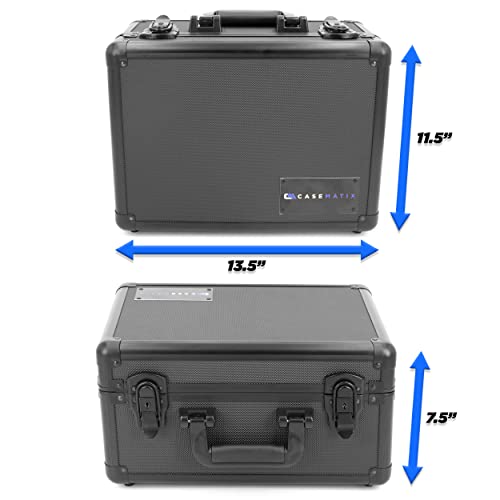 Casematix 14" Locking Wireless Microphone Case With Two Layers Of Customizable Foam - Mic Case Lock Box For Audio Accessories And Microphone Bag With Two Keys For Mics, Receivers, Cables And More #TOP2