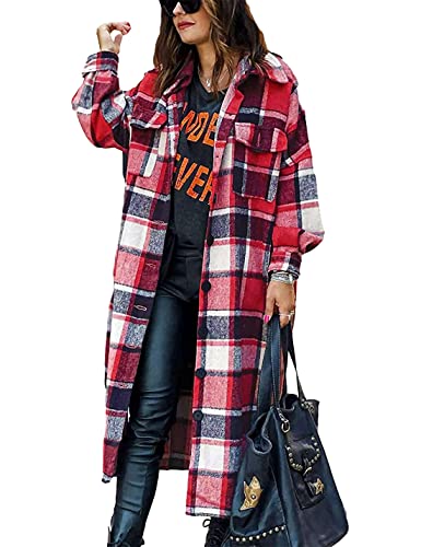 Women’s Long Plaid Shirt Jacket