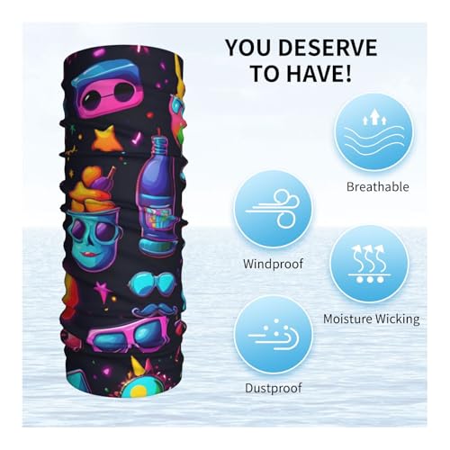 unicorn food print Neck Gaiter Face Mask,Sun Cooling Scarf,Balaclava Bandana Cover for Men Women4