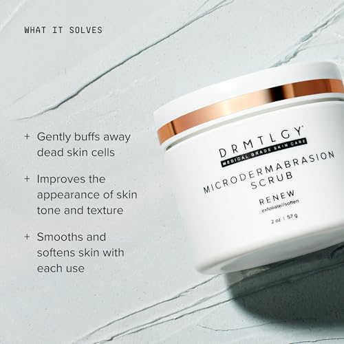 DRMTLGY Microdermabrasion Scrub – Face Exfoliator to Smooth & Polish Dull, Rough Skin – Gentle Facial Scrub with Pumice – 2 oz