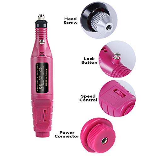 Uouteo Electric Nail Drill Kit Portable Nail File Manicure Pedicure Polishing Tools With 59" Long Usb Cable, 6 Drill Bits & Sanding Bands #TOP5