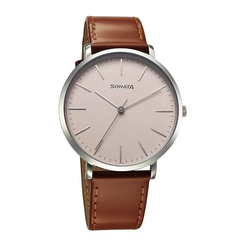 Image of Sonata Ascent Quartz Analog Other Brown Dial Watch for Men, Band: Brown