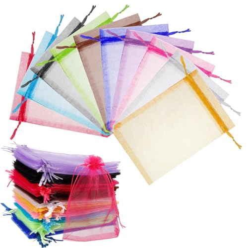 Aililong 100 Sacchetti Regalo In Organza, 10 X 15 Cm, In 10 Colori, Per Matrimoni, Sacchetti Di Lavanda, Feste Festival, Decorazione Da Tavolo, Riutil