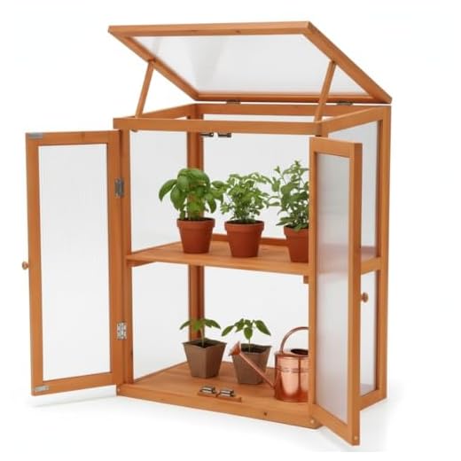 Melko Gewächshaus/Anzuchthaus mit 2 Türen, 58 × 37 x 78,5 cm, braun