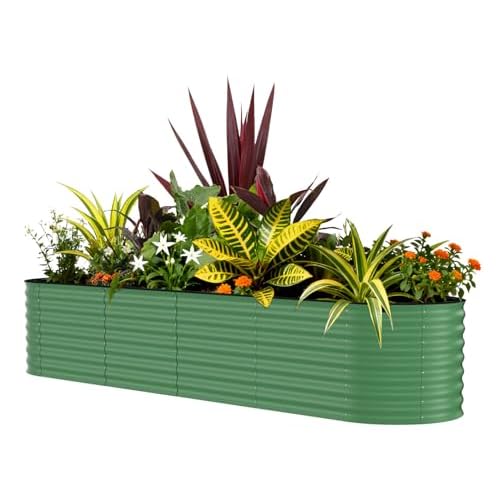 Garvee Galvanized Raised Garden Bed Outdoor, 8x2x1.5 ft Metal Planter Box for Flowers Vegetables, Rust-Resistant Raised Garden Beds for Gardening, Eas