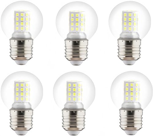 G45 LED Bulb G45 9W Mini Globe LED Bulb LED Candelabra Bulb for Ceiling Fan Decorative Lights, E26/E27 Medium Base,9W(60W Equivalent),AC85-265V,Non-Dimmable,Daylight White 6000K,6 Pack by K JINGKELAI - Used condition - US$16.22